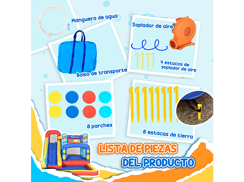 Castillo Hinchable - Outsunny 342-058V90, a partir de 3 año(s), Multicolor