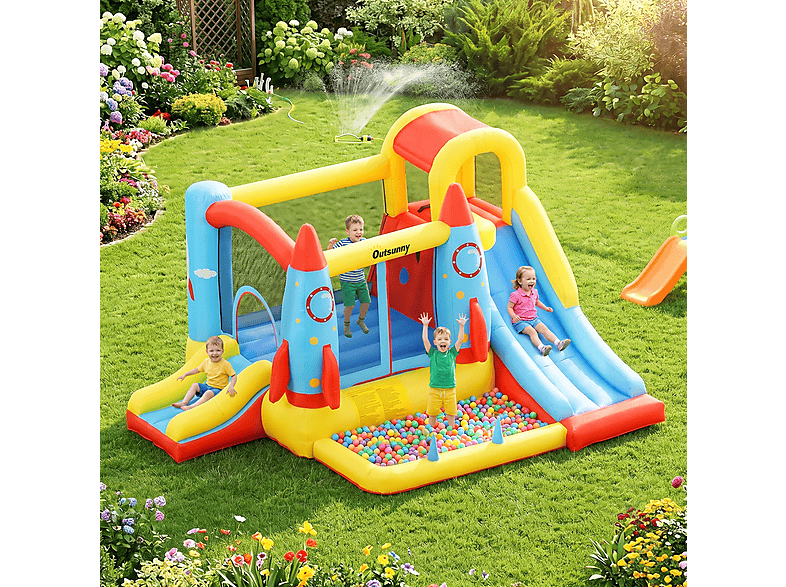 Castillo Hinchable - Outsunny 330x265x185 cm, a partir de 3 año(s), Multicolor