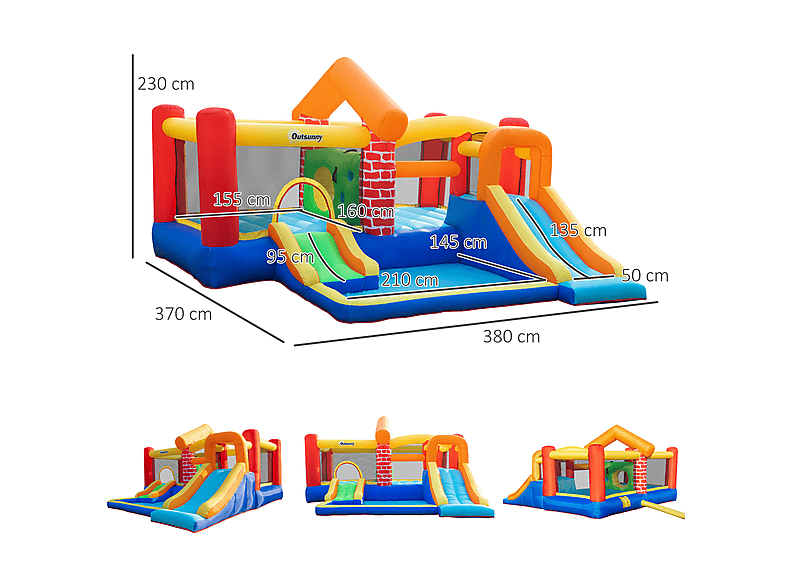 Castillo hinchable - Outsunny 342-055V90, a partir de 3 año(s), multicolor