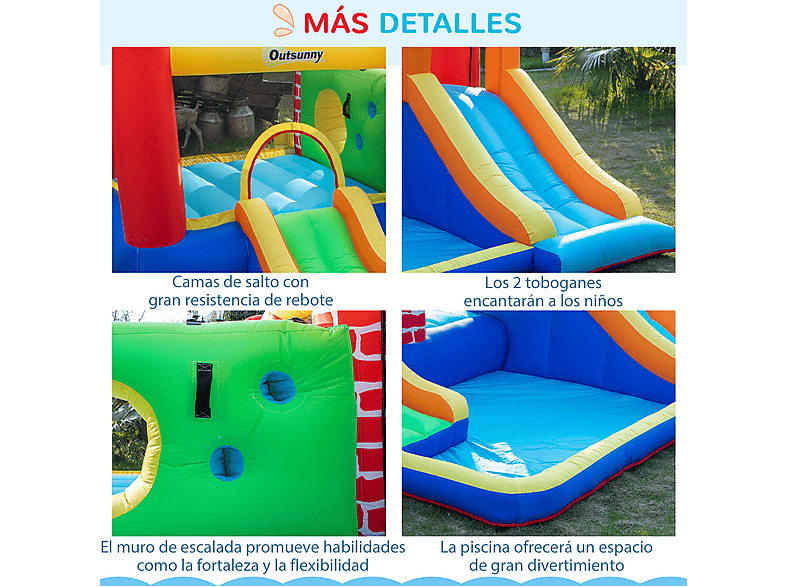 Castillo hinchable - Outsunny 342-055V90, a partir de 3 año(s), multicolor