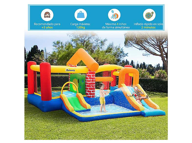 Castillo hinchable - Outsunny 342-055V90, a partir de 3 año(s), multicolor