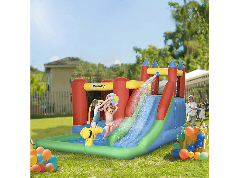 Castillo Hinchable - Outsunny 330x245x215 cm, a partir de 3 año(s), Multicolor