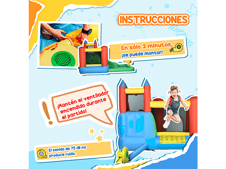 Castillo Hinchable - Outsunny 330x245x215 cm, a partir de 3 año(s), Multicolor