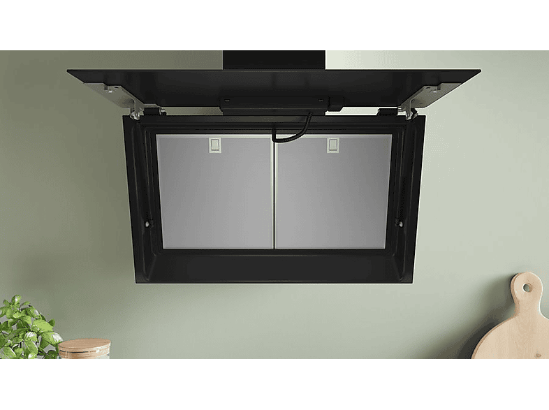 Campana decorativa - Bosch DWK81AN60, Serie 6, 4 velocidades, 432 m³/h, Home Connect, Conexión Placa - Campana, 79 cm, Cristal negro