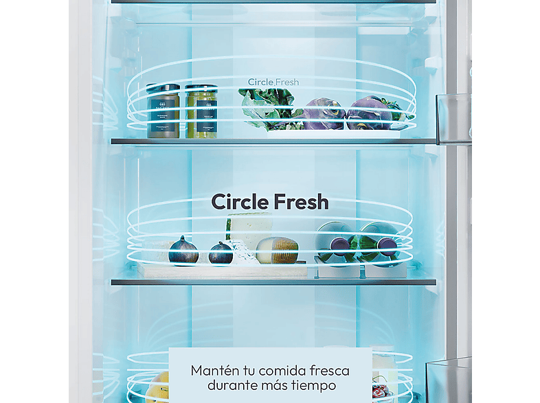 Frigorífico combi - Candy City Fresco CNCQ2T518EW, Total No Frost Circle+, 182 cm, 279 l, Iluminación LED, Blanco
