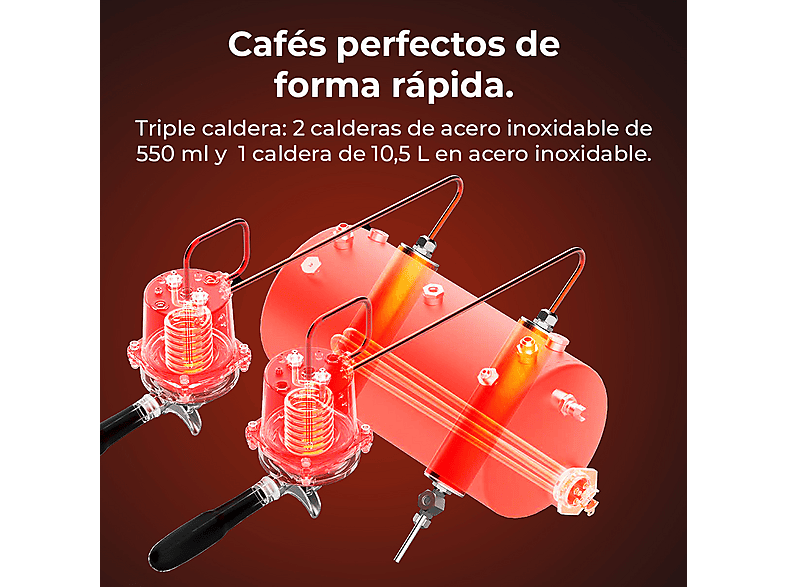 Cafetera express - Cecotec Baristeo Regina, 9 bar, 5200 W, negro