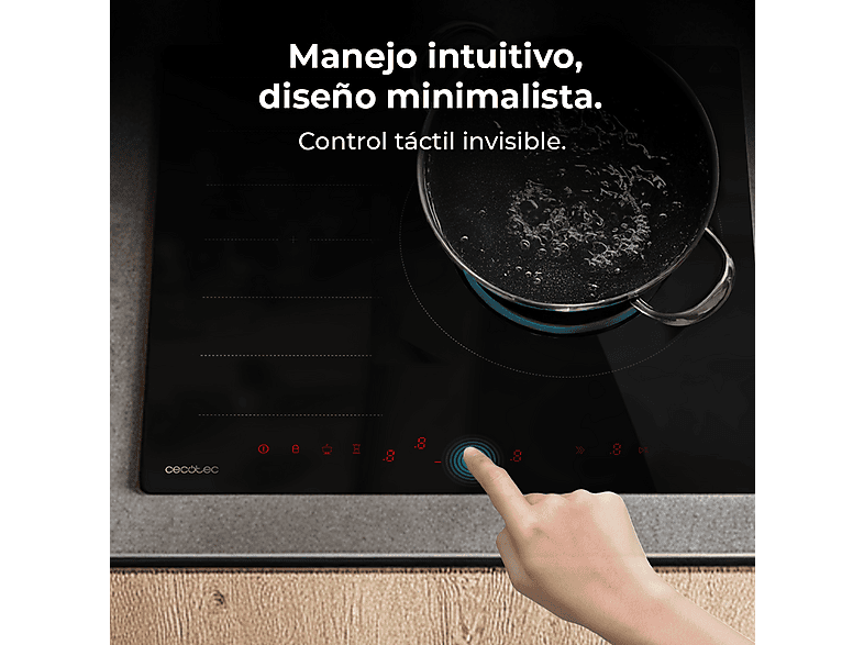 Placa de inducción - Cecotec Bolero Squad I 3600 FullFlex, 1 zona Flex + 1 zona extra grande de 32 cm zonas, 590 mm, Negro