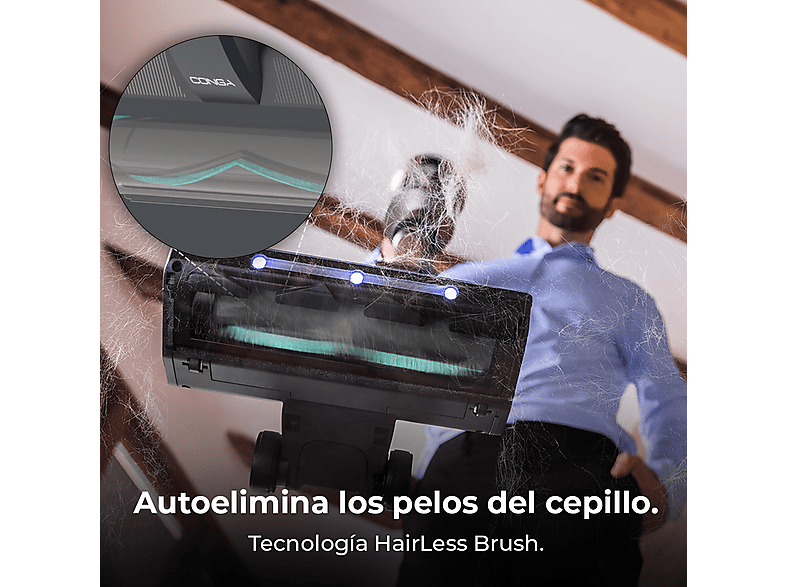 Aspirador escoba - Cecotec A01_EU01_102268/CONGA ROCKSTAR 5500 HURRICANE STAT, 700 W, Potencia de succión 30 kPa, Depósito 0,5 ml, Autonomía 120 min
