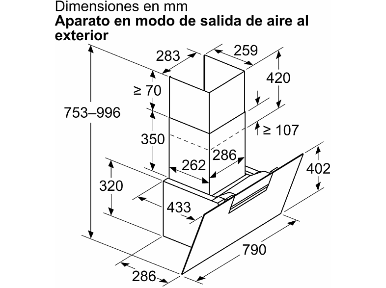 Campana decorativa - Balay 3BC587GNH, Serie cristal, 3 velocidades, 768 m³/h, Extra Silencio, Función eliminación total de humos, 80 cm, negro