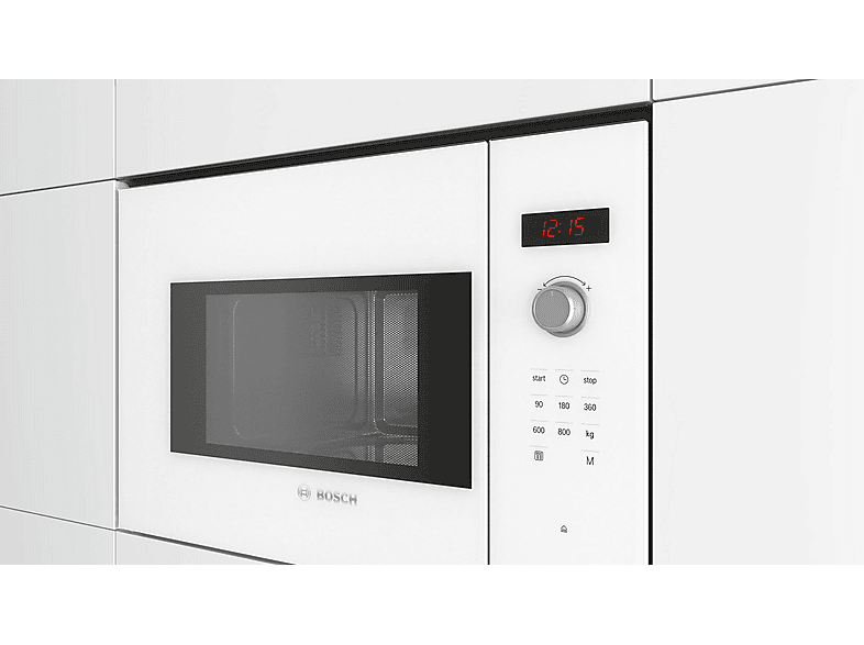 Microondas integrable - Bosch BFL523MW1F, 800 W, 5 potencia, 20 l, Blanco