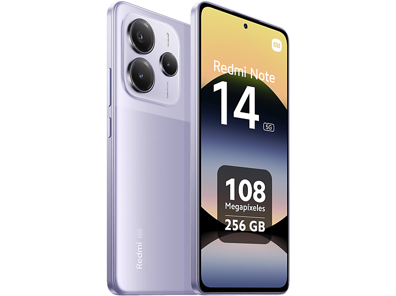 Móvil - Xiaomi Redmi Note 14 5G, Morado lavanda, 256 GB, 8 GB RAM, 6.67" AMOLED FHD+, MediaTek Dimensity 7025-Ultra, 5110 mAh