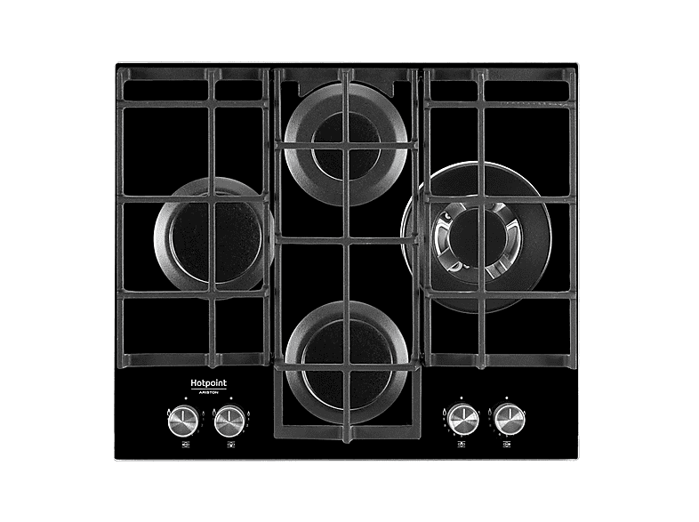 Placa de gas - Hotpoint HAGS 62F/BK, 4 zone(s) zonas, Natural Gas (NG), 596 mm, Negro