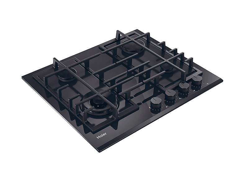 Placa de gas - Haier Series 4 HAVG6BF4TB-PB, 4 zone(s) zonas, NG + LPG (Butane), 59,5 cm, Negro