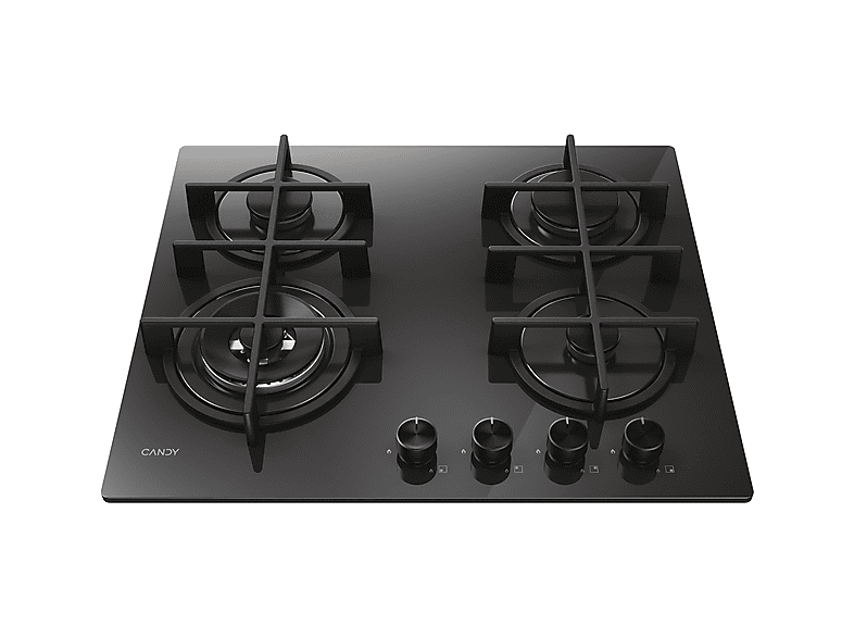 Placa de gas - Candy CVG6BF4WTB, 4 zone(s) zonas, 595 mm, Negro