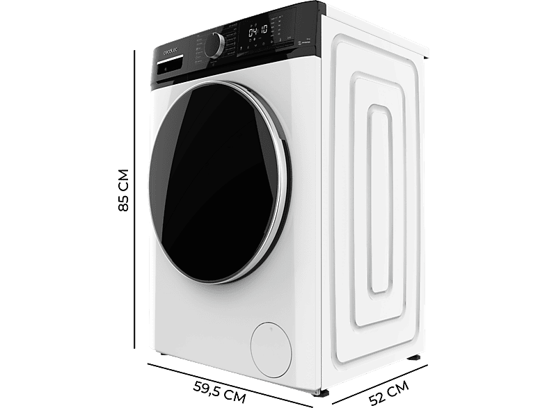Lavadora carga frontal - Cecotec Bolero DressCode 8610 Inverter A, 8 kg, 1400 rpm, 15 programas, Clase A, Motor Inverter Plus, Steam Max, White