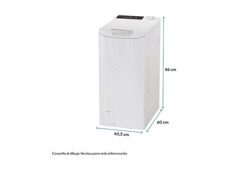 Lavadora carga superior - Candy TCA474TM5-S ProWash 500, 7 kg, 1400 rpm, Motor Inverter, Wi-fi,Blanco