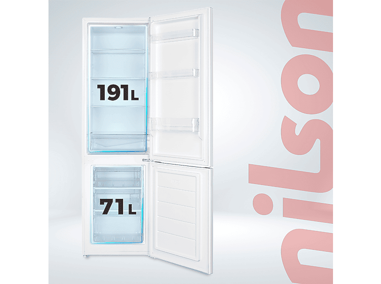 Frigorífico combinado - Nilson NC185500E, Altura 180 cm, Capacidad 262 l, Blanco