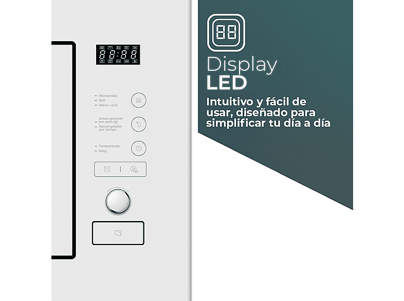 Microondas de integración - Svan SMWI2800DGB, 800 W, 5 potencia, 20 l