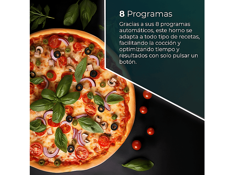Horno multifunción - Svan SHM8700DCB, Libre instalación, 70 l, 59,5 cm, Cristal blanco