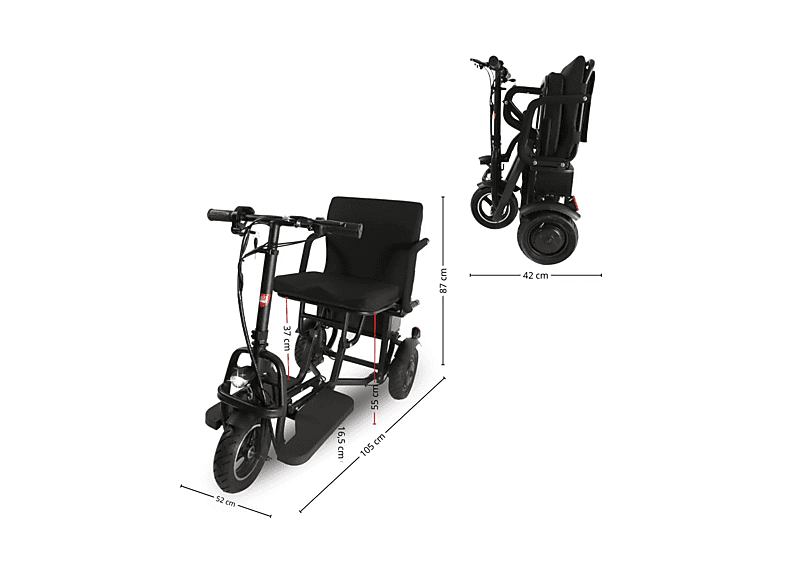 Triciclo eléctrico plegable - Careway Fold, Black