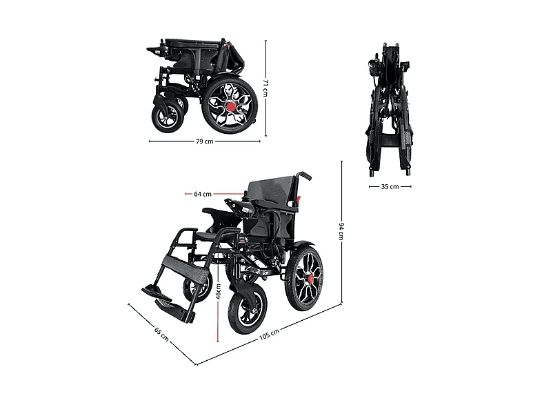 Silla de ruedas eléctrica plegable - Careway S1, Black