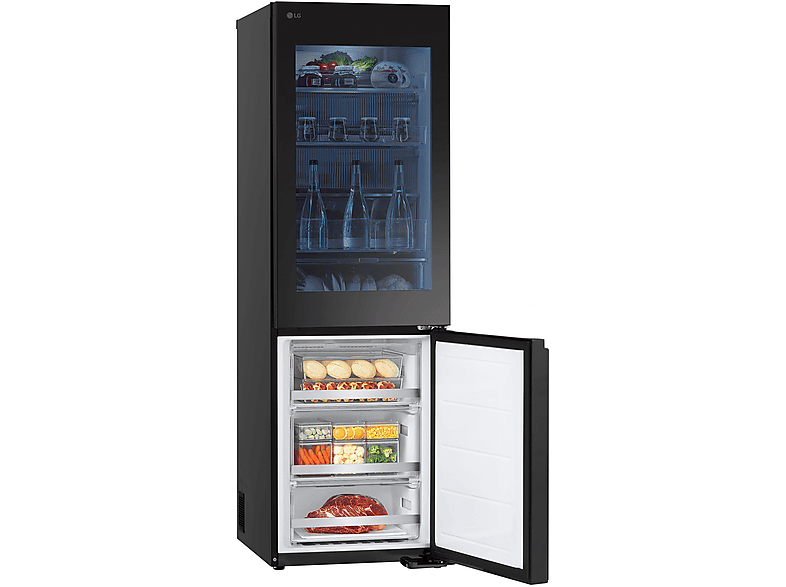 Frigorífico combi - LG GBG5160CEV, No Frost, 186 cm, 352 l, DoorCooling+™, Instaview™, ThinQ™, Acero negro grafito