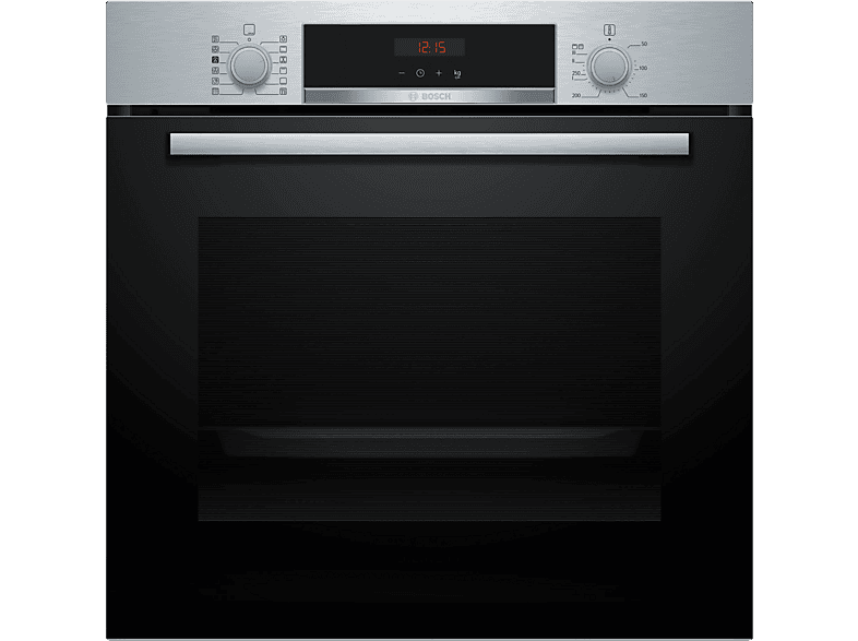 Horno a vapor - Bosch HQA574ES3, Serie 4, Multifunción, Pirolítico y por agua, 71 l, 3D Hot air, HotAir Steam, 60 cm, Inox