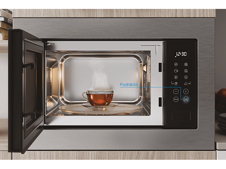 Microondas integrable - Indesit MWI 125 GX.1, 7 potencia, Acero inoxidable