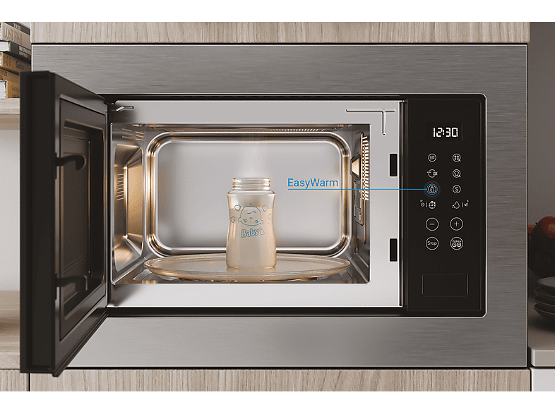 Microondas integrable - Indesit MWI 125 GX.1, 7 potencia, Acero inoxidable