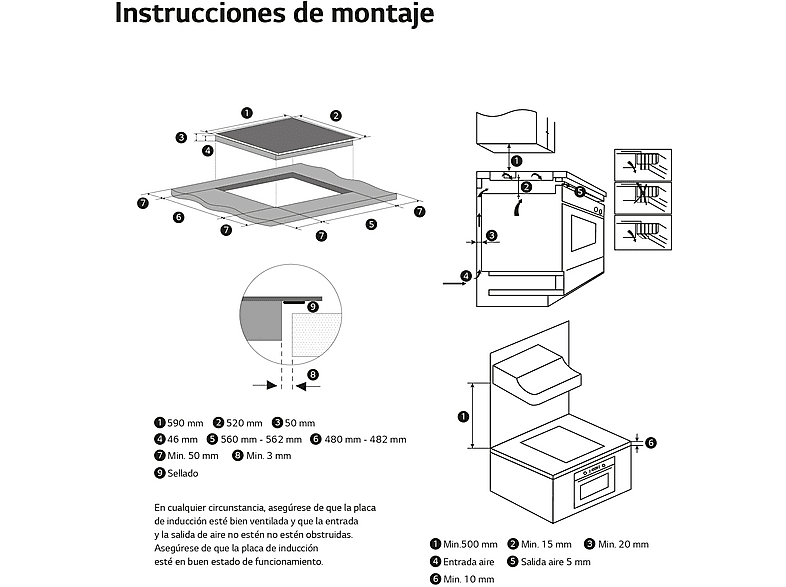 Placa inducción - LG CI5Z2421BN, 3 zonas, Zona grande de 32 cm, Stop&Go, ThinQ™, Negro