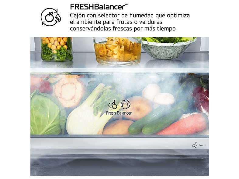 Frigorífico una puerta - LG GLM71MCCSX, No Frost, 186 cm, 386 l, DoorCooling+™, ThinQ™, Acero negro mate antihuellas