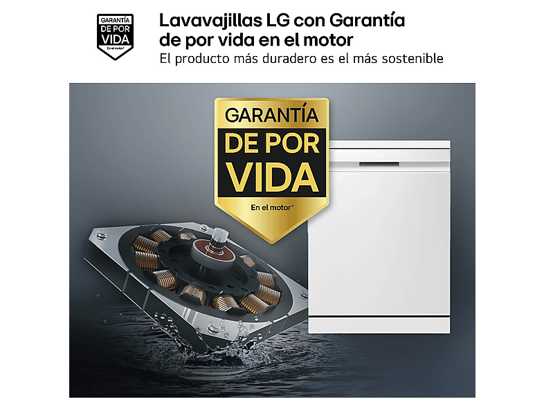Lavavajillas - LG DF587HHS, 14 servicios, 10 programas, 60 cm, QuadWash™, Tercera Bandeja, ThinQ™, Blanco Marfil