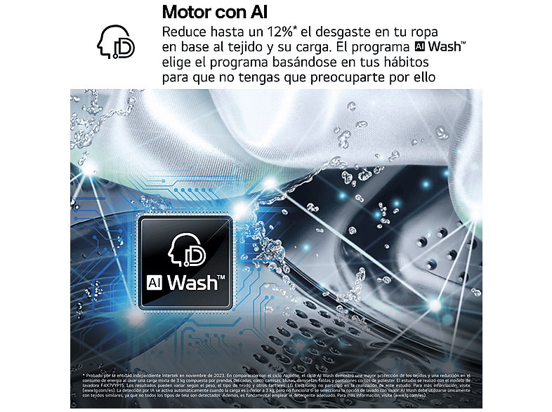 Lavadora carga frontal - LG F4X7009TWS, 9 kg, 1400 rpm, 23 programas, TurboWash 360º, Selector LCD, Clase A-40%, Blanco
