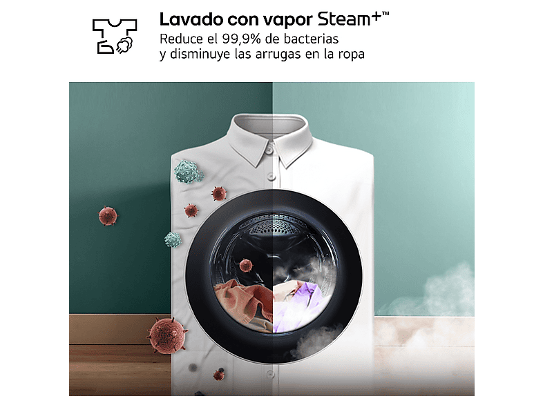 Lavadora carga frontal - LG F4X7011TWS, 11 kg, 1400 rpm, 23 programas, TurboWash 360º, Selector LCD, Clase A-40%, Blanco
