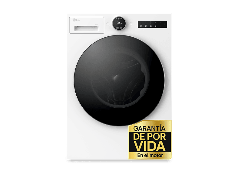 Lavadora carga frontal - LG F4X7013TWS, 13 kg, 1400 rpm, 23 programas, TurboWash 360º, Selector LCD, Clase A-40%, Blanco