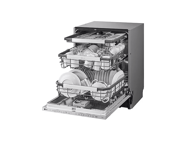 Lavavajillas integrable - LG DB476TXS, 14 servicios, 10 programas, 60 cm, TrueSteam™, Tercera bandeja, Sin panelar
