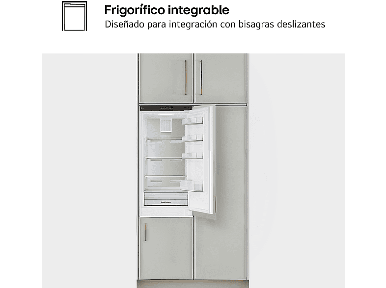 Frigorífico combi integrable - LG GTFN256SET, No Frost, 177 cm, 233 l, Metal Fresh, Sin panelar