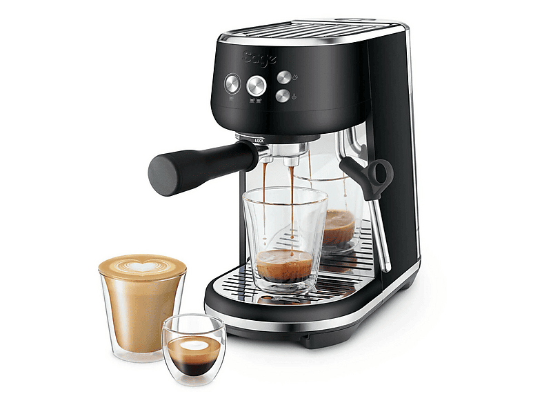 Cafetera express - Sage the Bambino®, 9 bar, 1600 W, 2 tazas, ThermoJet®, Microespumado Manual, Trufa negra