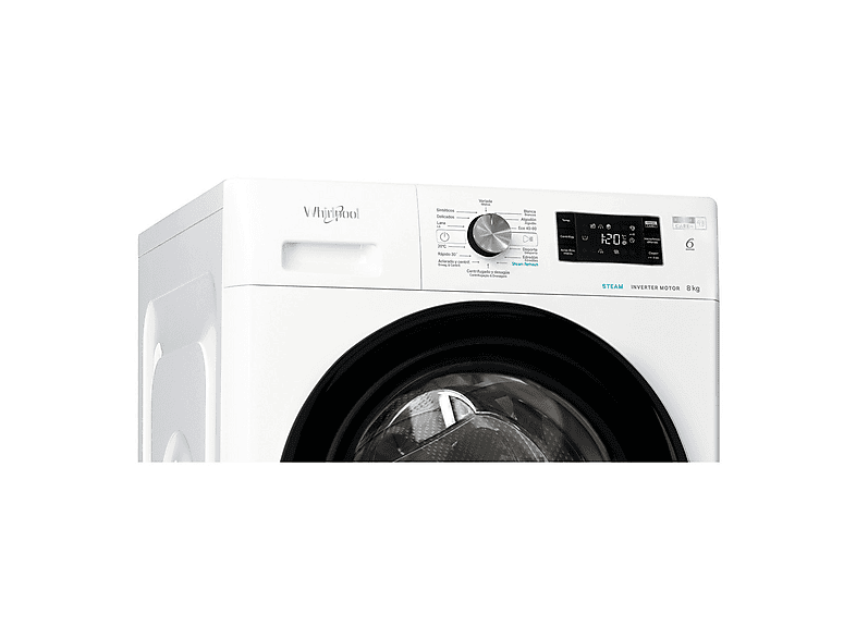 Lavadora carga frontal - Whirlpool FFB 8489 BV SPT, 8 kg, 1400 rpm, 14 Programas, Fresh Care+, Tecnología 6th Sense, Motor Inverter, Blanco