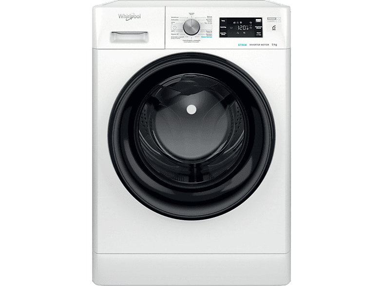 Lavadora carga frontal - Whirlpool FFB 9489 BV SPT, 9 kg, 1400 rpm, 14 Programas, Fresh Care+, Tecnología 6th Sense, Motor Inverter, Blanco