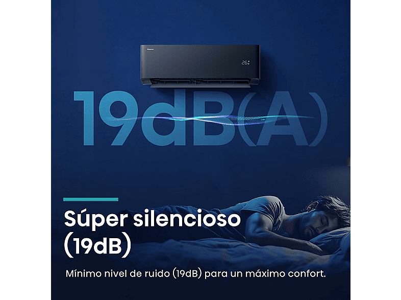 Aire acondicionado Split 1 x 1 - Hisense Uni Pure Black HB25, 2500 fg/h, Wi-Fi, Filtro Hi Nano, IA Smart, Negro