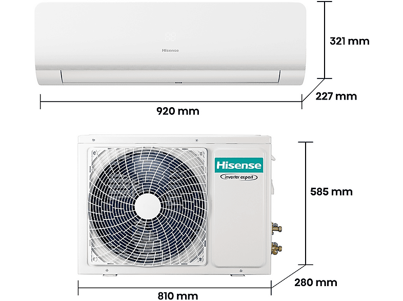 Aire acondicionado Split 1 x 1 - Hisense KC50 Smart Clima, 5000 fg/h, Wi Fi, Autolimpieza, Blanco