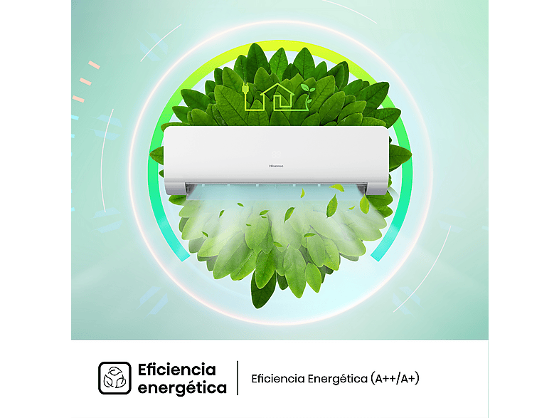 Aire acondicionado Split 1 x 1 - Hisense KC50 Smart Clima, 5000 fg/h, Wi Fi, Autolimpieza, Blanco