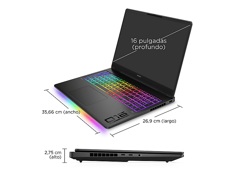Portátil gaming - HP OMEN MAX 16-ah0015ns, 16" WQXGA, Intel® Core™ Ultra 9 275HX, 32GB RAM, 1TB SSD, GeForce RTX™ 5070 Ti, Windows 11 Home