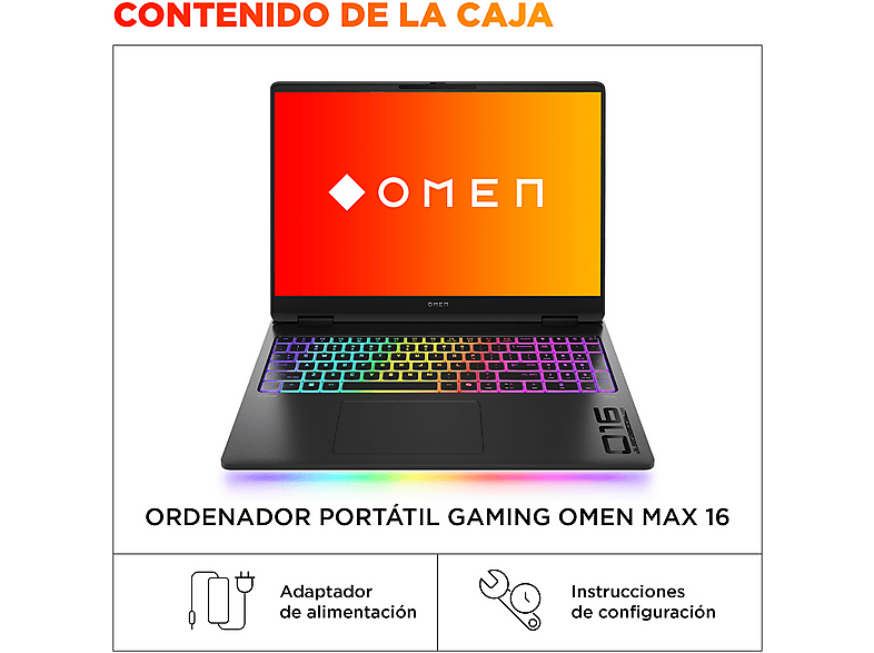 Portátil gaming - HP OMEN MAX 16-ah0015ns, 16" WQXGA, Intel® Core™ Ultra 9 275HX, 32GB RAM, 1TB SSD, GeForce RTX™ 5070 Ti, Windows 11 Home