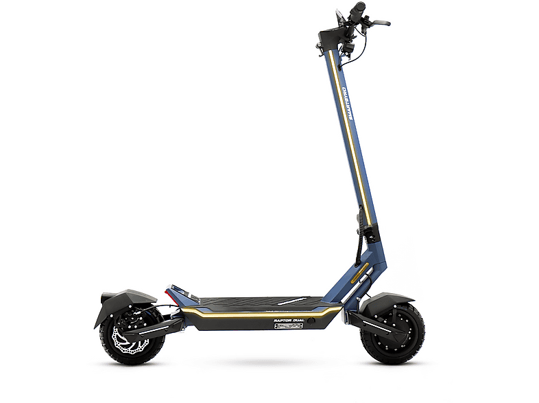 Patinete eléctrico - Smartgyro Raptor Dual EVO, Tipo 1 / VPL, Potencia Nominal 1000W, Doble Motor, Carga máx. 110 kg, 16000 mAh, 25 km/h, Azul