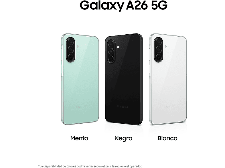 Móvil - Samsung Galaxy A26 5G, Negro, 256 GB, 8 GB RAM, 6.7" FHD+ Super AMOLED, Samsung Exynos 1380, 5000 mAh, Android 15