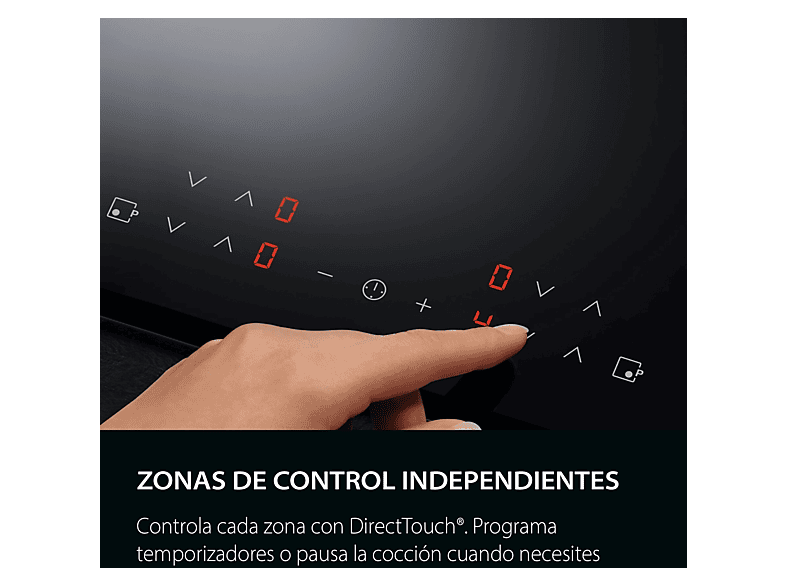 Placa inducción - AEG TN63IP0BFB, 3 zonas, Zona grande 28 cm, Powerboost, 59 cm, Negro