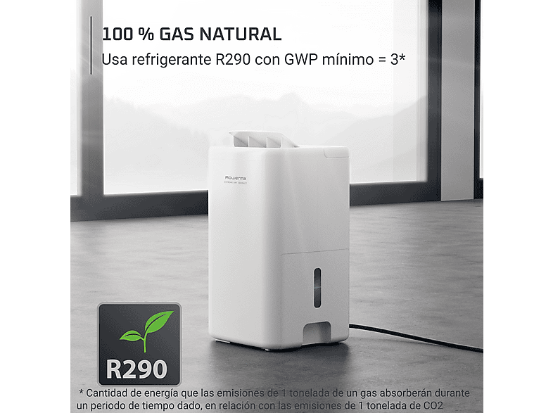 Deshumidificador - Rowenta Extreme Dry Compact DH5250, 14L/día, Depósito 3l, Superficie 40m², Silencioso, Blanco