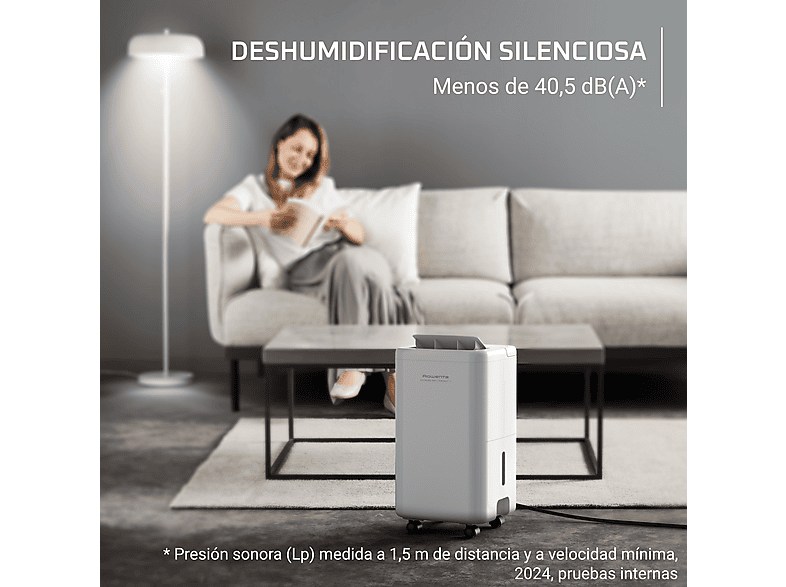 Deshumidificador - Rowenta Extreme Dry Compact DH5260, 16 l/día, Depósito 3 l, Superficie 40 m², Silencioso, Blanco